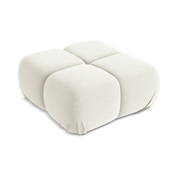 Biały aksamitny podnóżek modułowy Lokua – Makamii-image-2