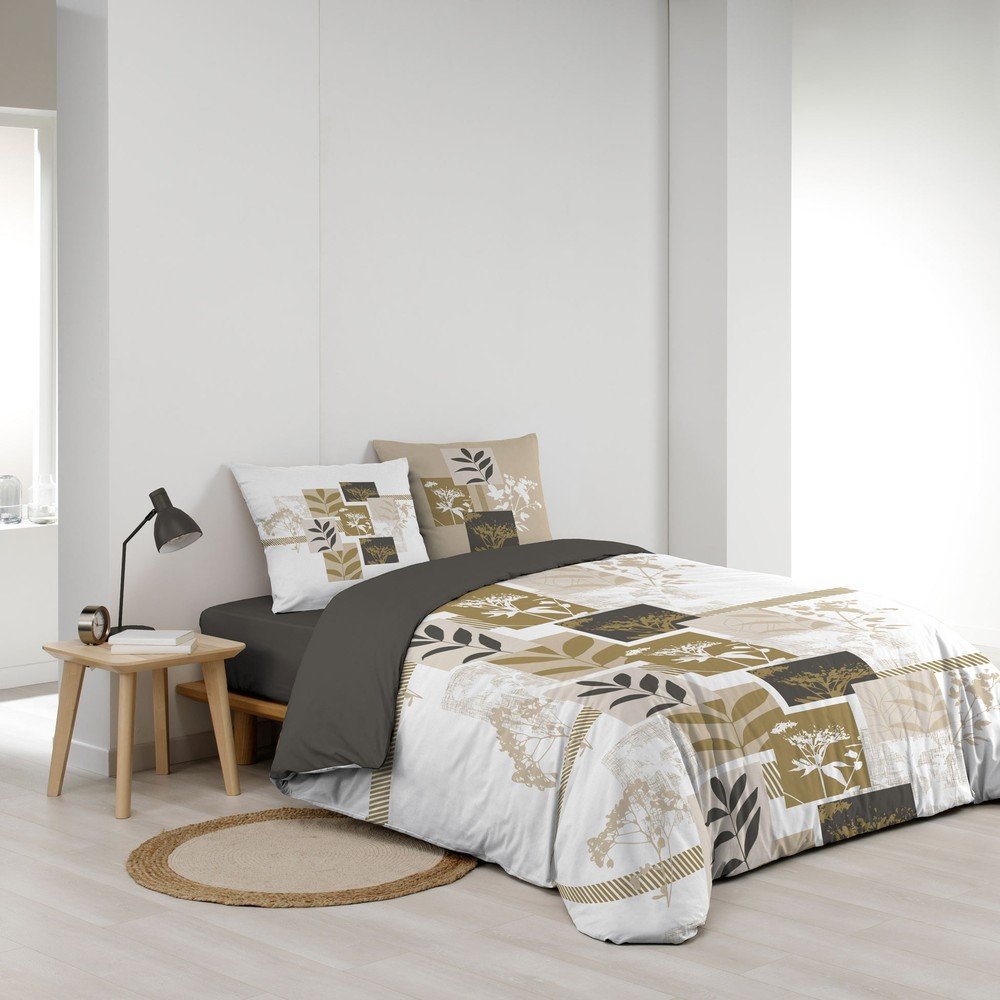 Biało-brązowa bawełniana pościel dwuosobowa 240x220 cm Utopia – douceur d'intérieur (zdjęcie 3)