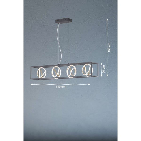 Czarna lampa wisząca LED ze ściemniaczem Gisi – Fischer & Honsel-image-2