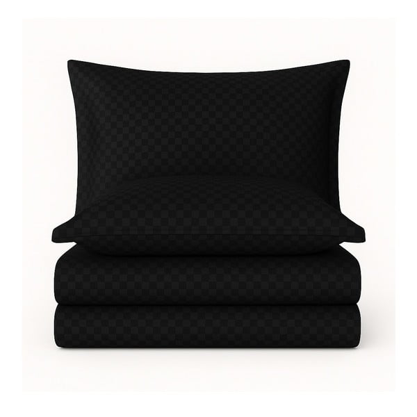 Czarna pościel dwuosobowa z bawełny renforcé 240x220 cm Checkered – Mila Home Luxury