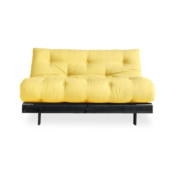 Sofa rozkładana z jasnożółtymobiciem Karup Design Roots Black/Yellow-image-3