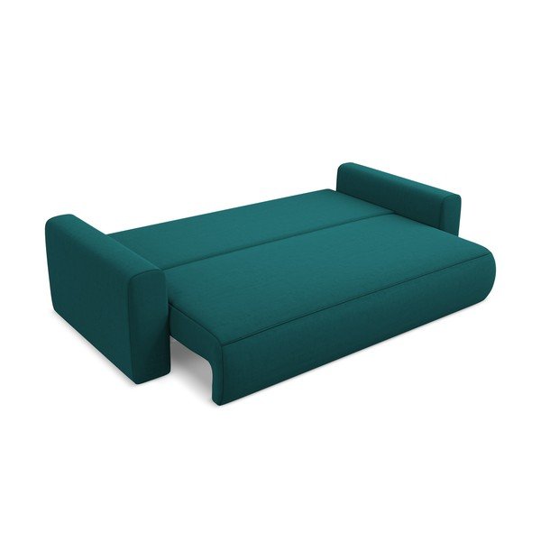 Turkusowa aksamitna rozkładana/ze schowkiem sofa 238 cm Kapua – Makamii-image-3