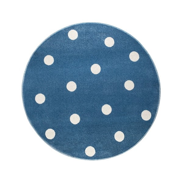 Niebieski okrągły z motywem kropek KICOTI Blue, ø 100 cm