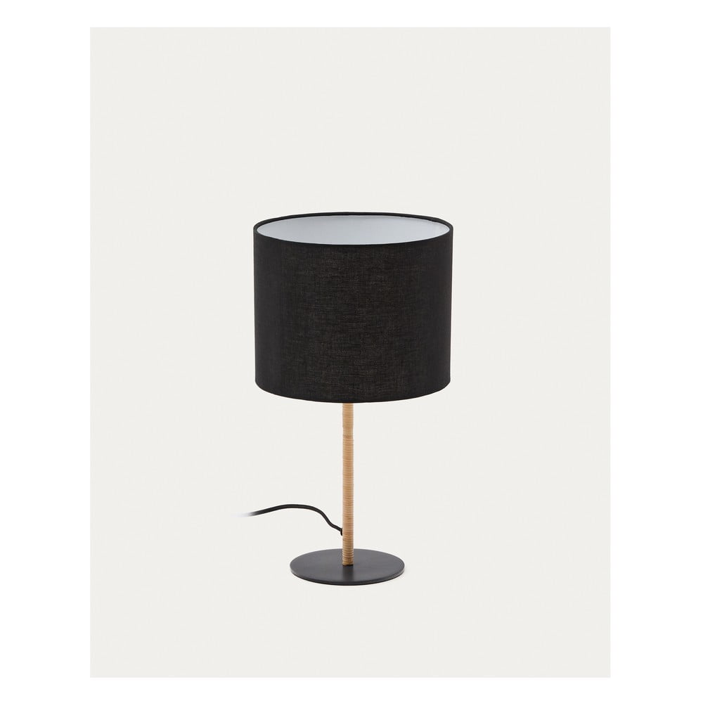 Czarna lampa stołowa z tekstylnym kloszem (wysokość 45 cm) Pina – Kave Home (zdjęcie 6)
