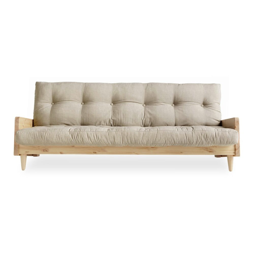 Sofa rozkładana z lnianym obiciem Karup Design Indie Natural/Linen