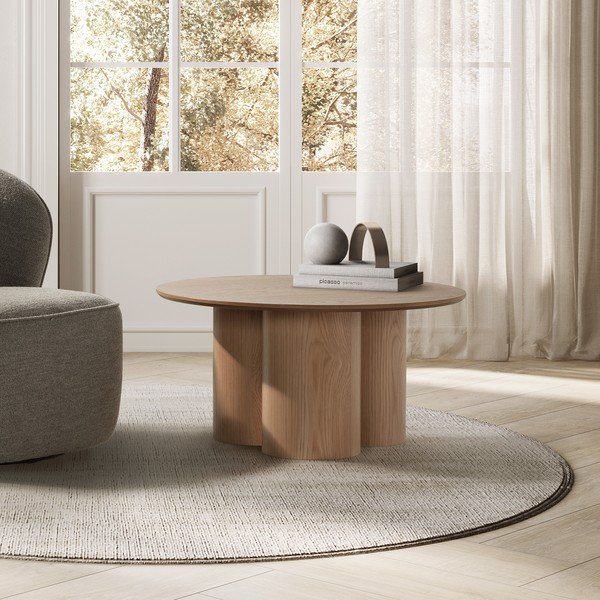 Okrągły stolik w dekorze dębu w naturalnym kolorze ø 80 cm Lua – MOME-image-2