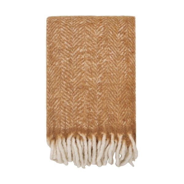 Jasnobrązowy koc z mieszanki wełny 130x170 cm Carmel – House Nordic