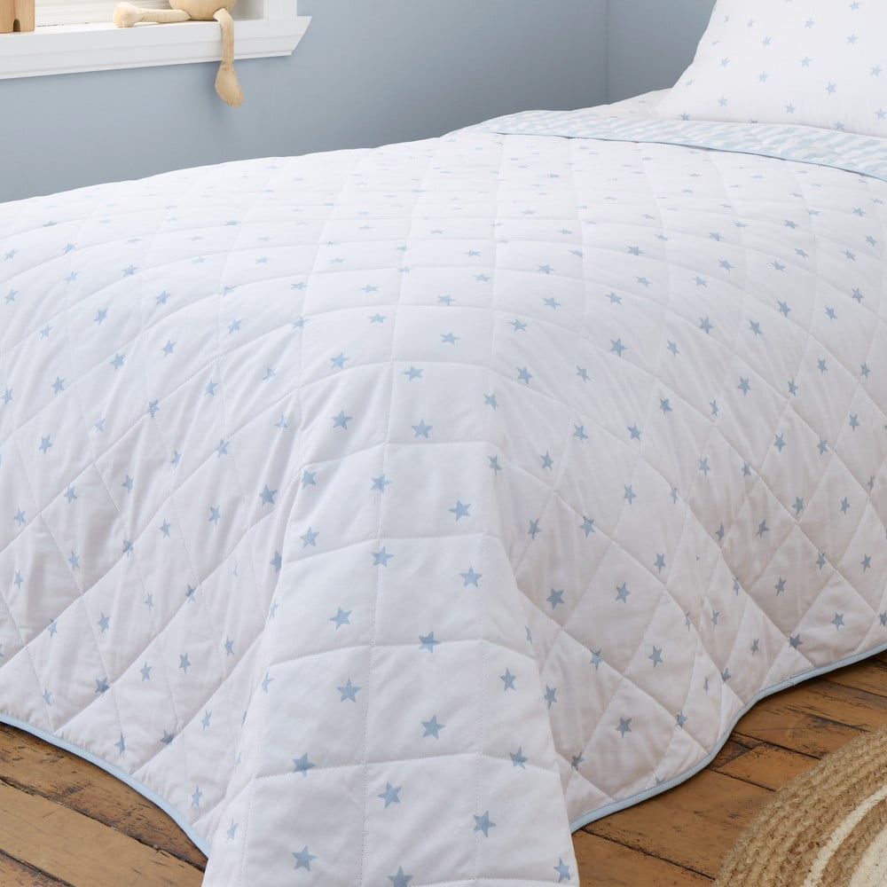 Biało-niebieska bawełniana narzuta dziecięca pikowana 135x190 cm Mini Star & Stripes – Bianca (zdjęcie 3)
