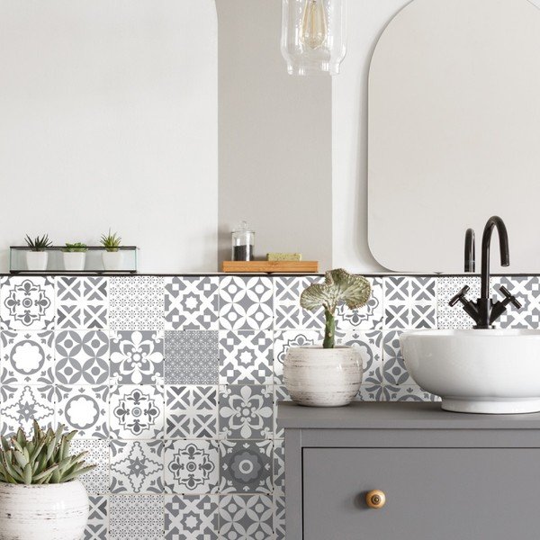 Zestaw 24 naklejek ściennych Ambiance Wall Decal Tiles Azulejos Badgio, 10x10 cm-image-2