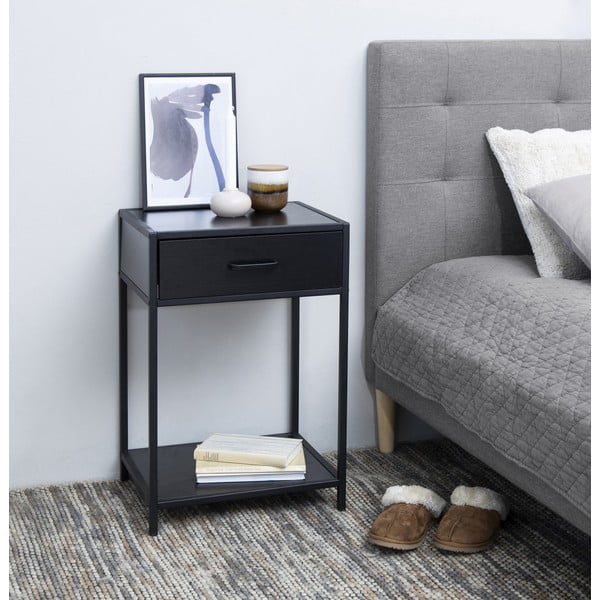Czarna szafka nocna Actona Seaford-image-1