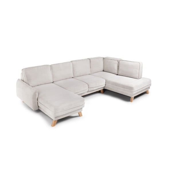 Beżowy sztruksowy rozkładany narożnik (prawostronny/w kształcie litery U) Tori – Bonami Selection-image-2