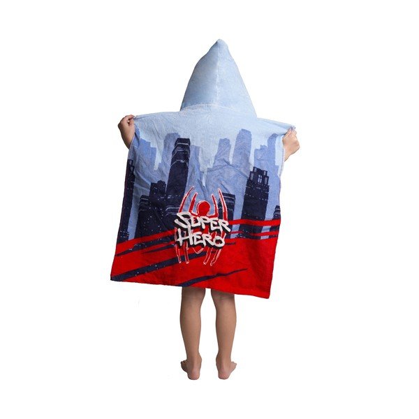 Czerwono-niebieskie ponczo dziecięce frotte Spider-Man – Jerry Fabrics-image-2