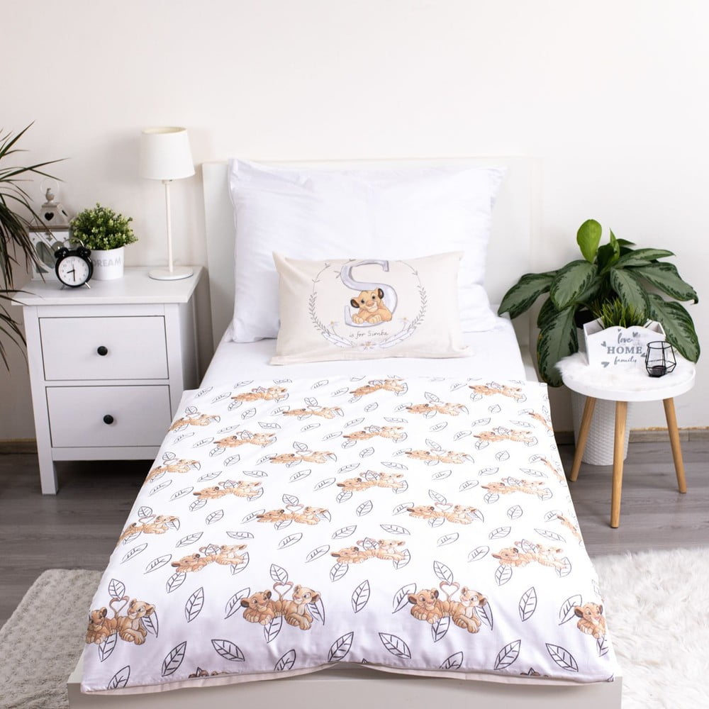 Jasnożółta bawełniana pościel dziecięca do łóżeczka 100x135 cm Lion King "Best Friends" – Jerry Fabrics (zdjęcie 3)