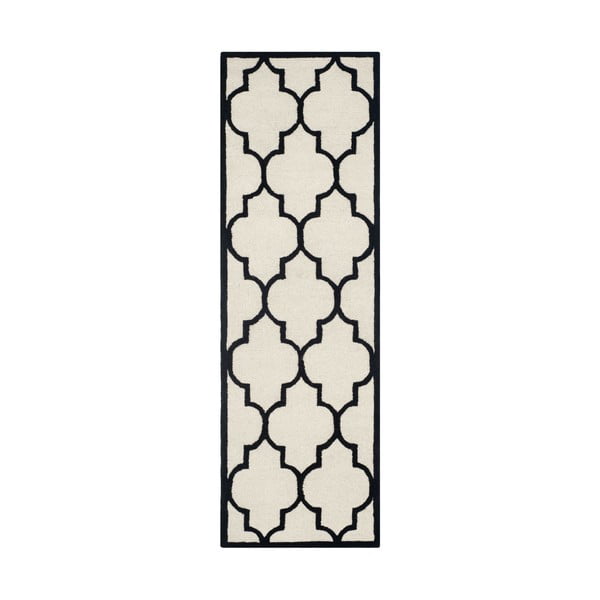 Biało-czarny wełniany dywan Safavieh Everly, 243x76 cm