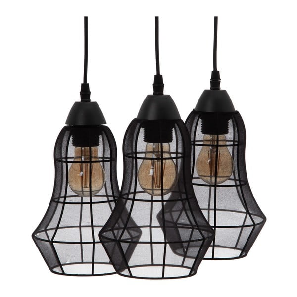 Czarna lampa wisząca z tekstylnym kloszem ø 40 cm – Ixia