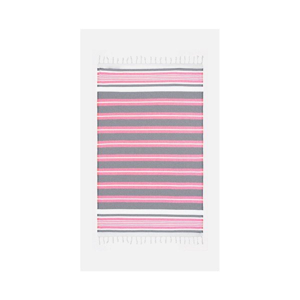 Różowo-szary ręcznik z domieszką bawełny Kate Louise Cotton Collection Line Pink Grey, 100x180 cm