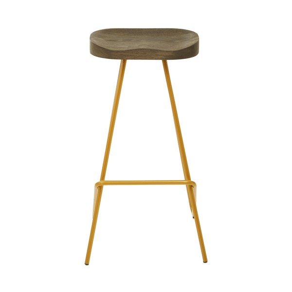 Hoker z litego drewna wiązu w kolorze złota/w naturalnym kolorze (wysokość siedziska 78 cm) District – Premier Housewares-image-2