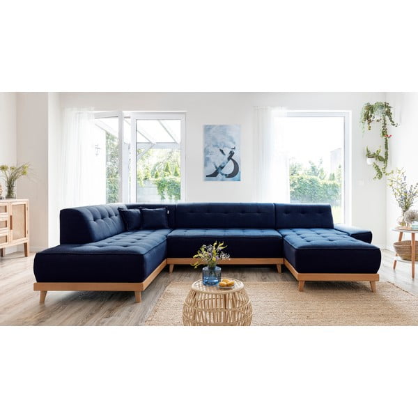 Granatowa rozkładana sofa w kształcie litery "U" Miuform Dazzling Daisy, lewostronna-image-1