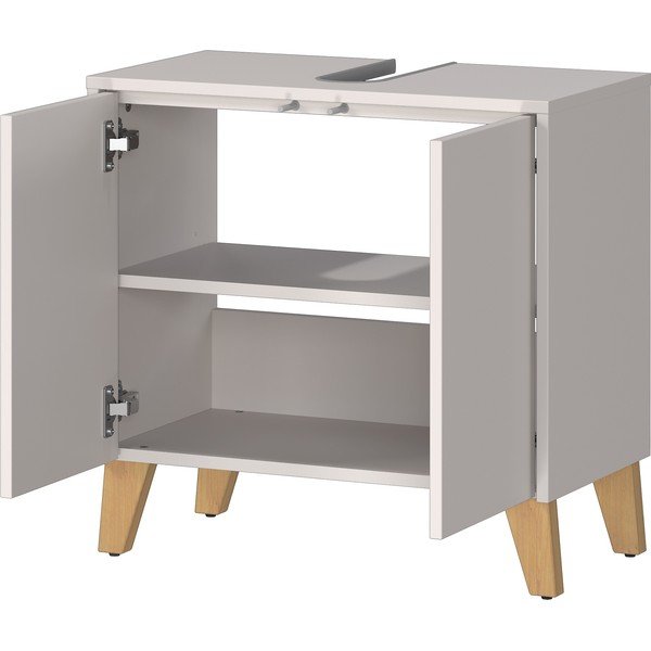 Kremowa szafka pod umywalkę z matowym wykończeniem 60x59 cm Arnea – Germania-image-3