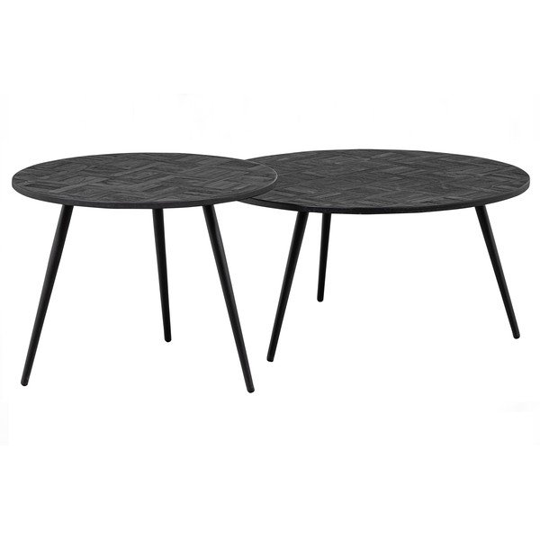 Czarny okrągły stolik z litego drewna tekowego ø 74 cm Leo – WOOOD-image-4