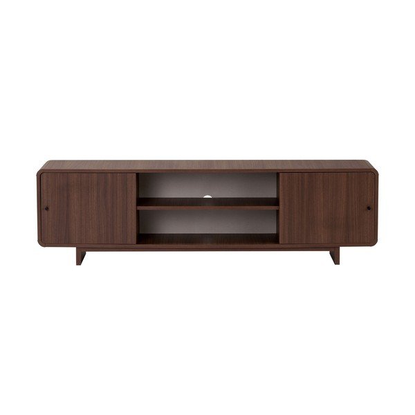 Szafka pod TV w dekorze orzecha w ciemnym naturalnym kolorze 180x52x34 cm Mirel – Nordure-image-4