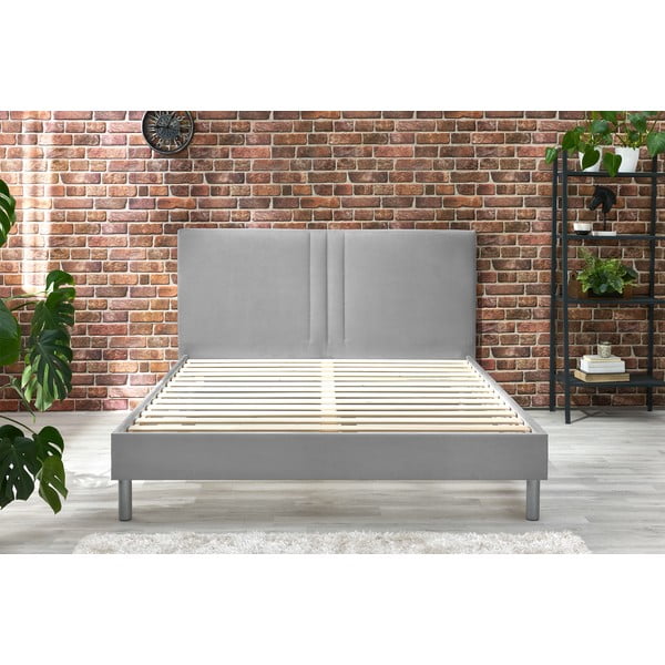 Szare tapicerowane łóżko dwuosobowe ze stelażem 180x200 cm Kerry – Bobochic Paris-image-4