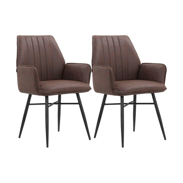 Brązowe tapicerowane fotele jadalniane zestaw 2 szt. Anzo – Støraa-image-4