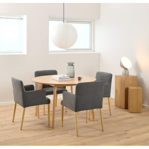 Szary tapicerowany fotel jadalniany z podłokietnikami Zoe – Actona-image-1