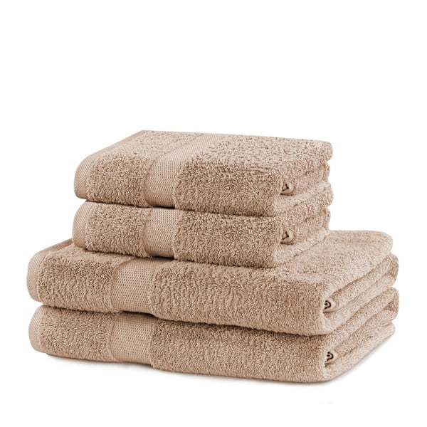 Beżowe bawełniane ręczniki zestaw 4 szt. frotte Marina – DecoKing