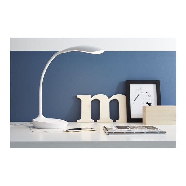 Biała lampa stołowa z portem USB Markslöjd Swan-image-1