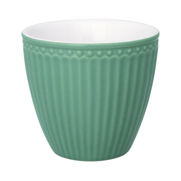 Ciemnozielony kubek ceramiczny Green Gate Alice Latté, 300 ml