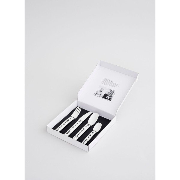 4-częściowy zestaw białych sztućców dla dzieci Design Letters-image-1