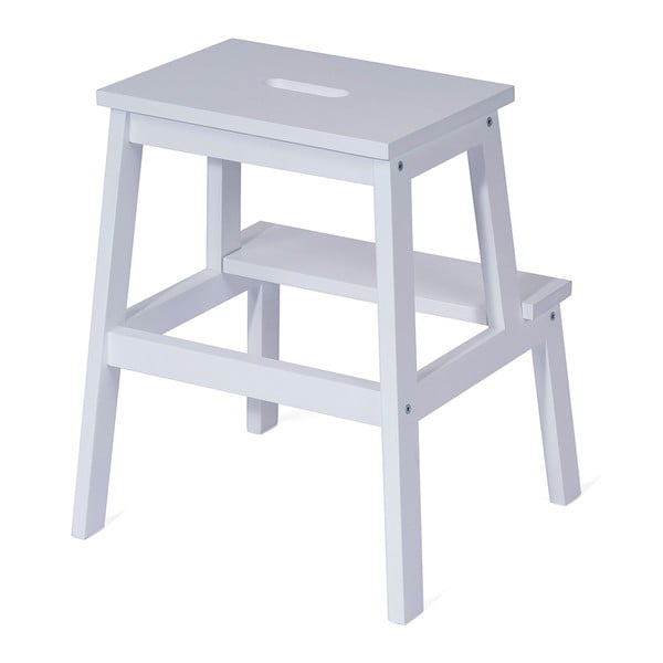 Biały stołek z drewna kauczukowego ze schodkiem Corg – Bonami Selection-image-1