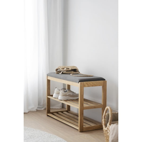 Szafka na buty z litego drewna dębowego z siedziskiem Confetti – Rowico-image-4