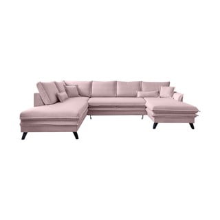 Pudroworóżowa rozkładana sofa w kształcie litery "U" Miuform Charming Charlie, lewostronna