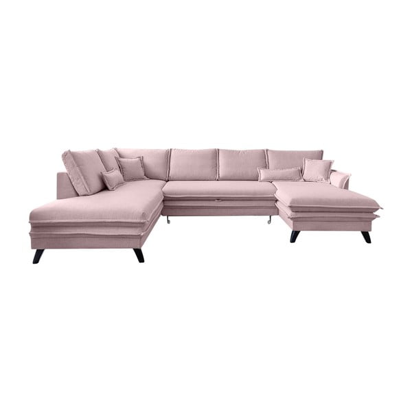 Pudroworóżowa rozkładana sofa w kształcie litery "U" Miuform Charming Charlie, lewostronna