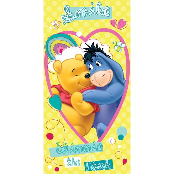 Żółty bawełniany ręcznik dziecięcy 70x140 cm Winnie the Pooh "Smile" – Jerry Fabrics