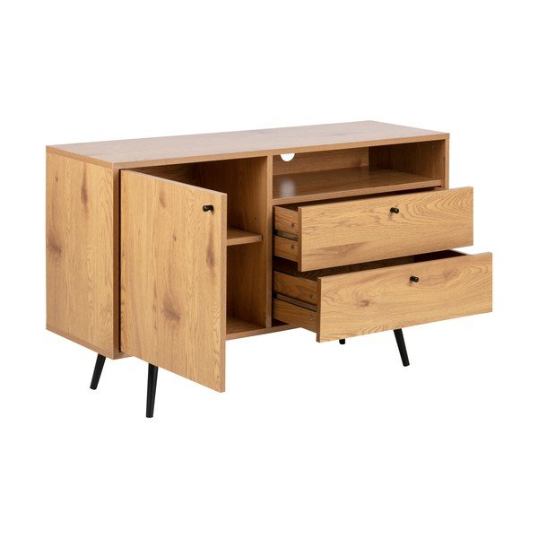 Czarno-naturalna szafka pod TV w dekorze dębu 124x75 cm Wilma – Actona-image-3