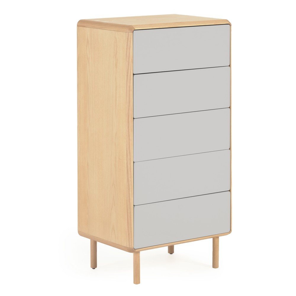 Szaro-naturalna komoda w dekorze jesionu 60x117x42 cm Anielle – Kave Home