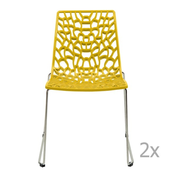 Zestaw 2 żółtych krzeseł Castagnetti Groove