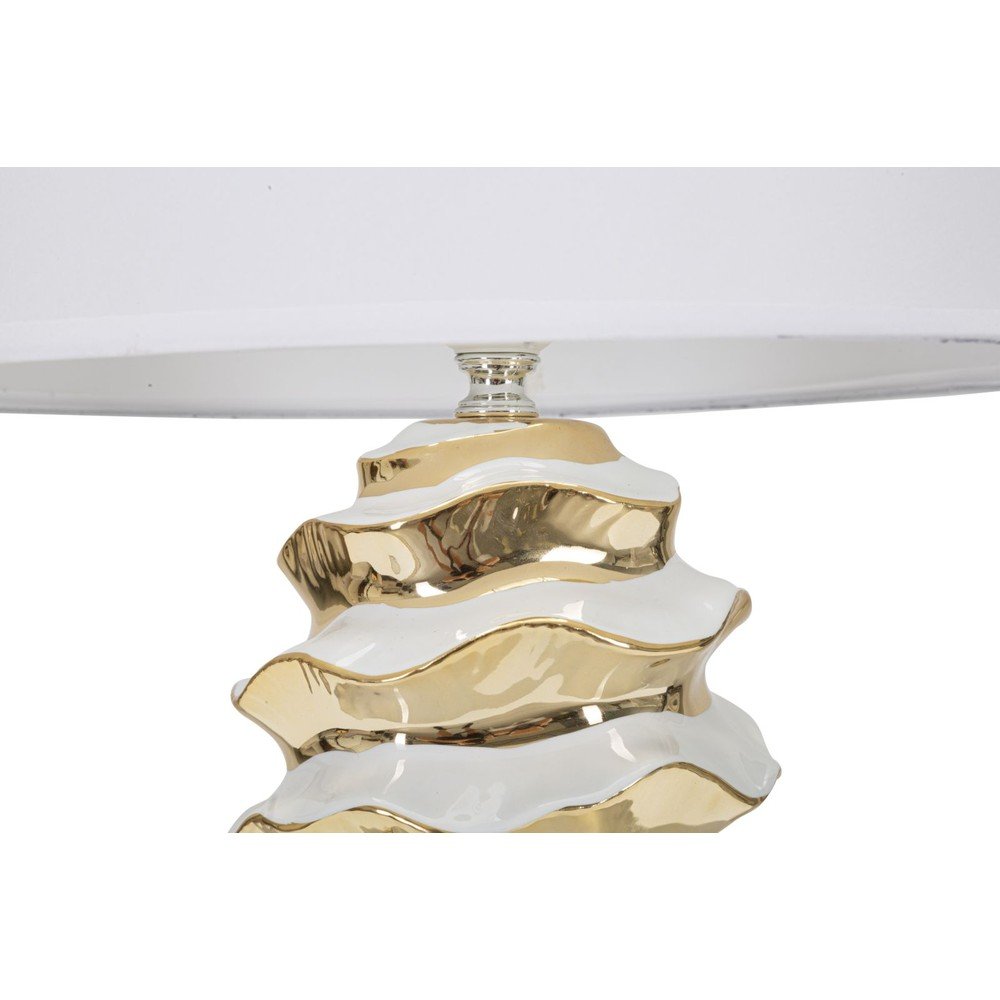 Ceramiczna lampa stołowa w biało-złotym kolorze z tekstylnym kloszem (wysokość 53 cm) Glam Space – Mauro Ferretti (zdjęcie 4)