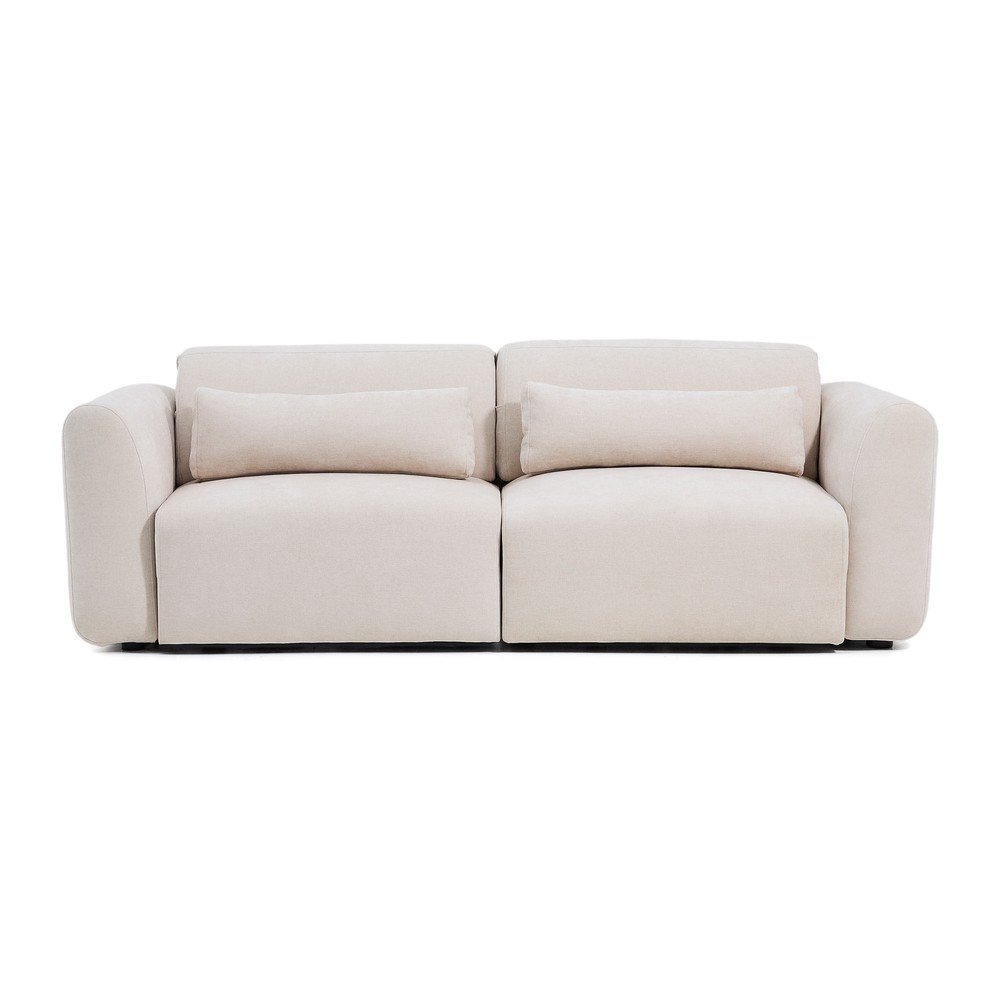 Beżowa częściowo rozkładana/rozkładana sofa z tkaniny szenilowej z szezlongiem 240 cm Lares – Kave Home