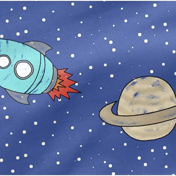Niebieskie elastyczne bawełniane prześcieradło Mr. Fox Space Rocket, 90x200 cm-image-1