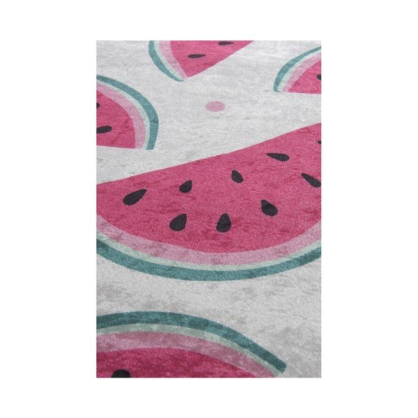 Komplet 2 biało-różowych dywaników łazienkowych Tropica Watermelon-image-2