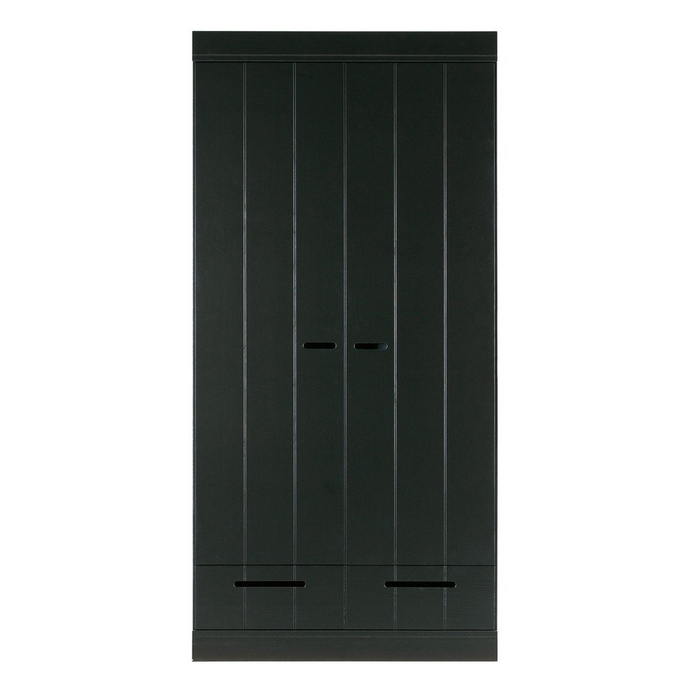 Czarna szafa z konstrukcją z drewna sosnowego WOOOD Connect, szer. 94 cm