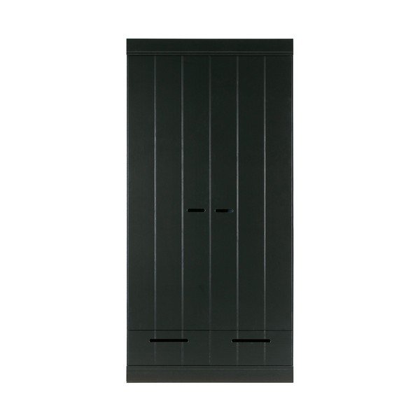 Czarna szafa z konstrukcją z drewna sosnowego WOOOD Connect, szer. 94 cm