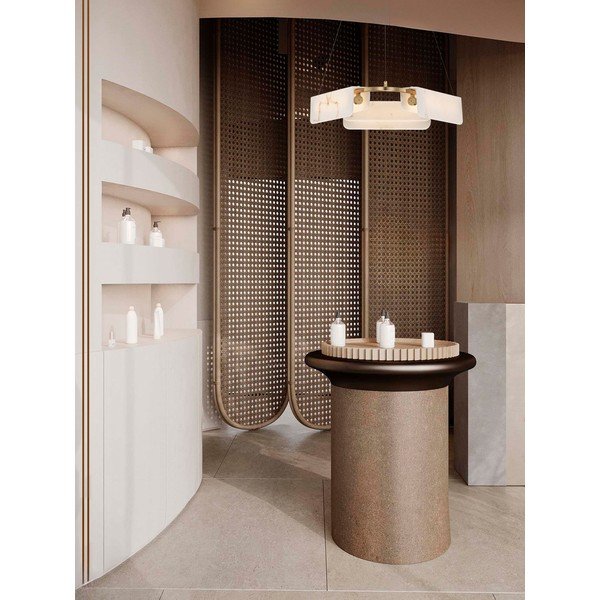 Kremowa/w kolorze mosiądzu lampa wisząca LED w dekorze marmuru ze ściemniaczem ø 63 cm Aider – Nova Luce-image-1