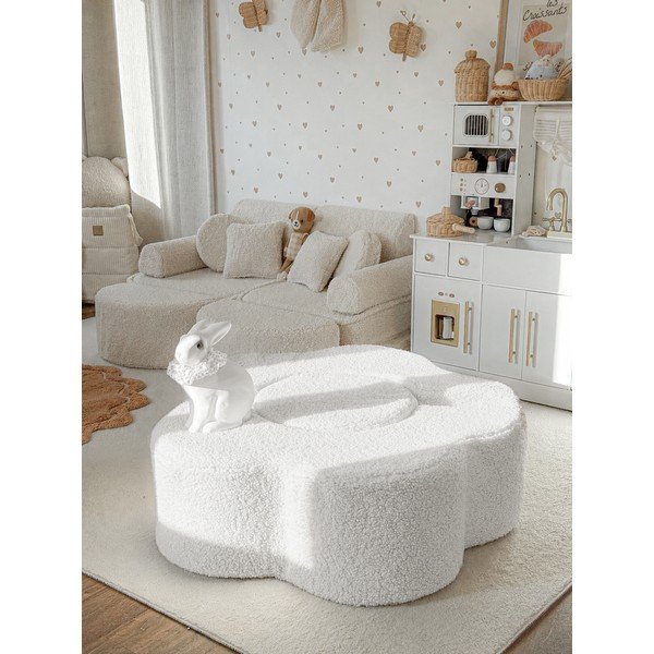 Biały piankowy plac zabaw 3 szt. z materiału bouclé wysokość 27 cm 88x90 cm – Meowbaby-image-1