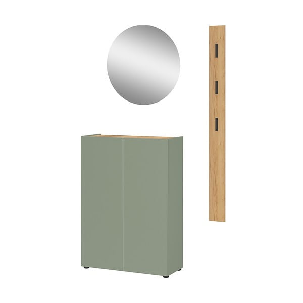 Jasnozielony zestaw do przedpokoju w dekorze dębu 104x200x33 cm Alviano – Germania