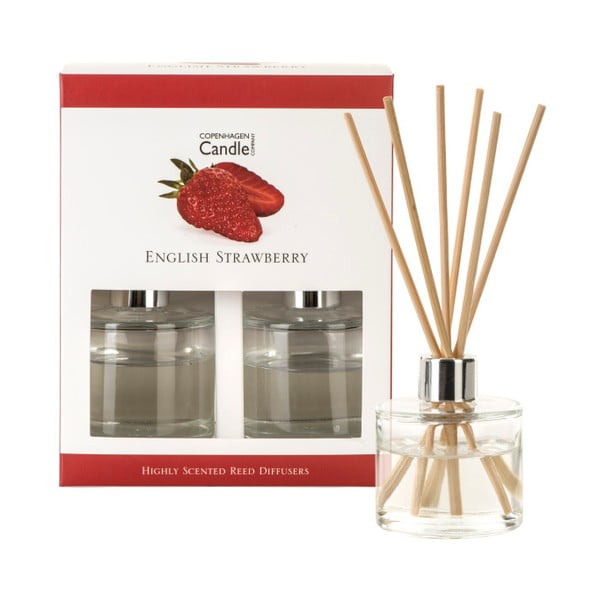 Zestaw 2 dyfuzorów zapachowych o zapachu truskawek Copenhagen Candles English, 40 ml